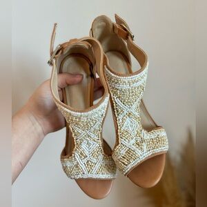 Boho Beaded Stiletto Sandals Open Toe